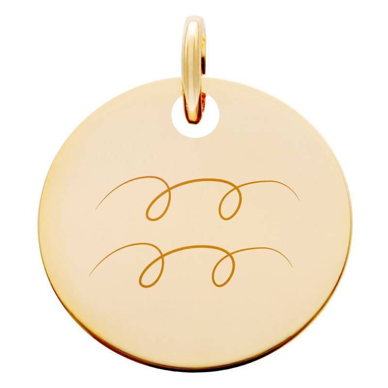 Yellow Gold-Plated Aquarius Zodiac Medal, 19 mm Diameter - Lumiosa
