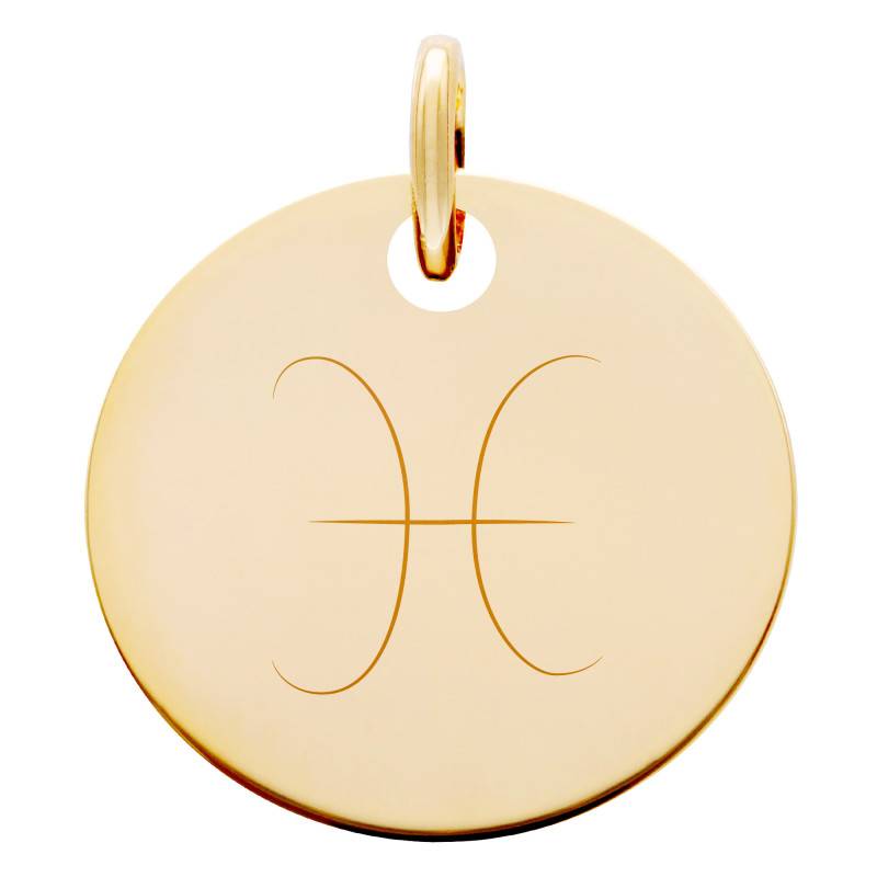 Yellow Gold-Plated Pisces Zodiac Medal, 19 mm Diameter - Lumiosa