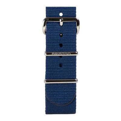 Bracelet Nato 20mm Bleu Marine, Longueur 245mm, boucle acier - Briston