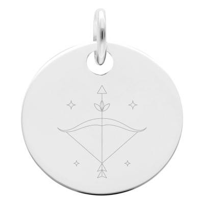 Médaille Zodiaque Sagittaire & Etoiles en Argent 925, Diamètre 19 mm - Lumiosa