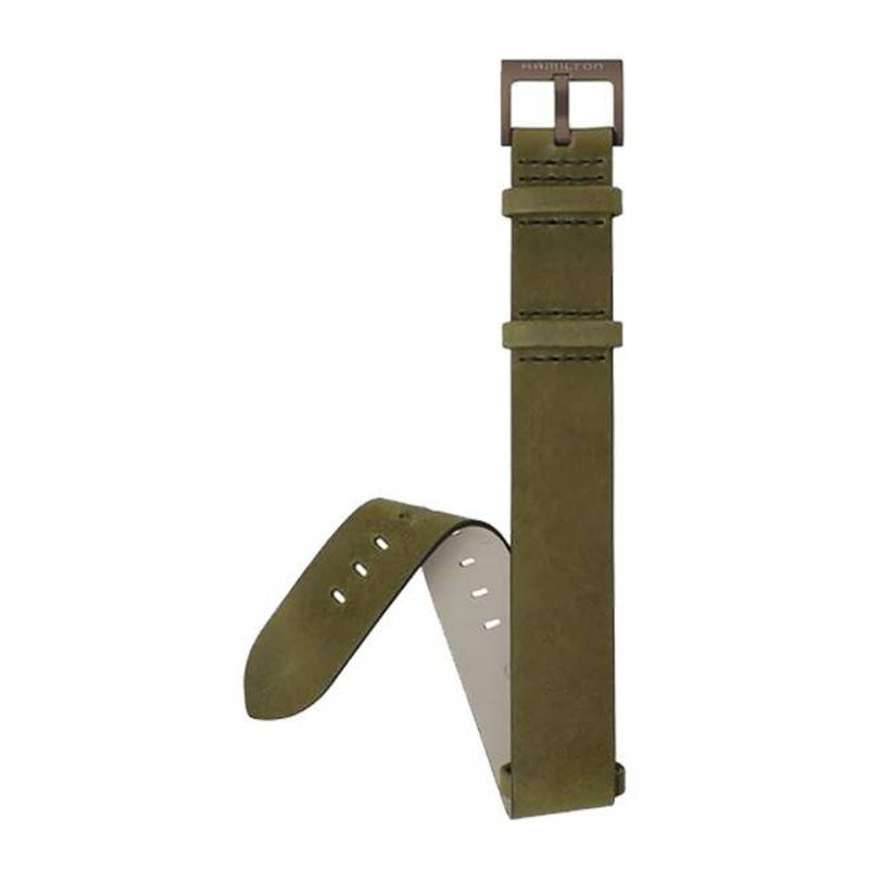 Green Leather NATO Khaki Field Watch Strap 20mm H690694105 - Hamilton