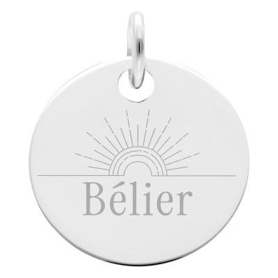 Médaille Zodiaque Bélier & Soleil en Argent 925, Diamètre 19 mm - Lumiosa