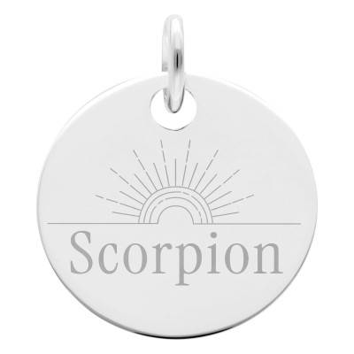 Médaille Zodiaque Scorpion & Soleil en Argent 925, Diamètre 19 mm - Lumiosa