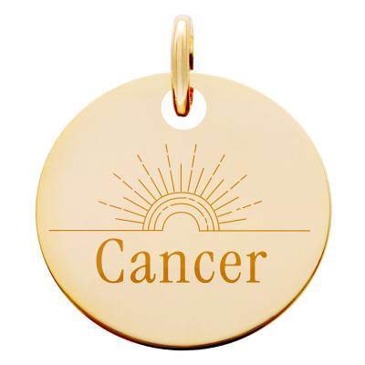 Médaille Zodiaque Cancer & Soleil Plaqué Or Jaune, Diamètre 19 mm - Lumiosa