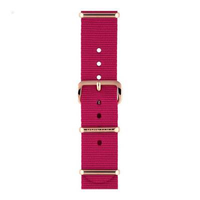 Bracelet Nato 18 mm Fuschia, Longueur 230mm, Boucle PVD or rose - Briston