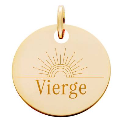 Médaille Zodiaque Vierge & Soleil Plaqué Or Jaune, Diamètre 19 mm - Lumiosa
