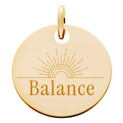 Médaille Zodiaque Balance & Soleil Plaqué Or Jaune, Diamètre 19 mm - Lumiosa