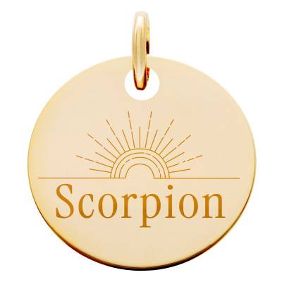 Médaille Zodiaque Scorpion & Soleil Plaqué Or Jaune, Diamètre 19 mm - Lumiosa