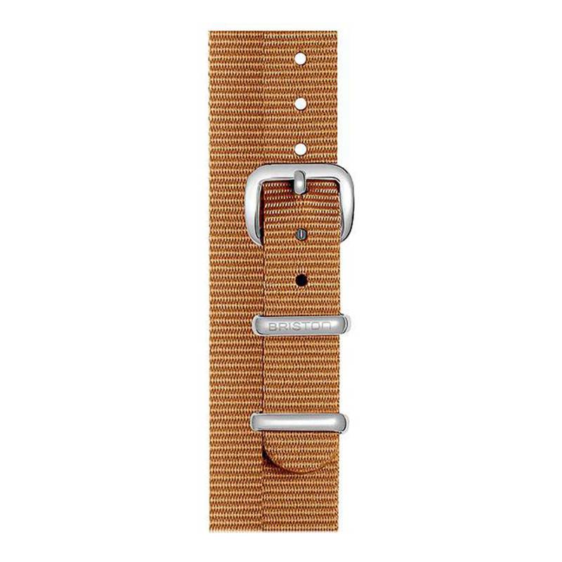 Mustard Double-Wrap NATO Strap 12mm, Length 390mm, Rose Gold PVD Buckle - Briston