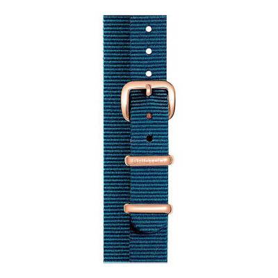 Teal Double-Wrap NATO Strap 12 mm, 390 mm Length, Rose Gold PVD Buckle - Briston