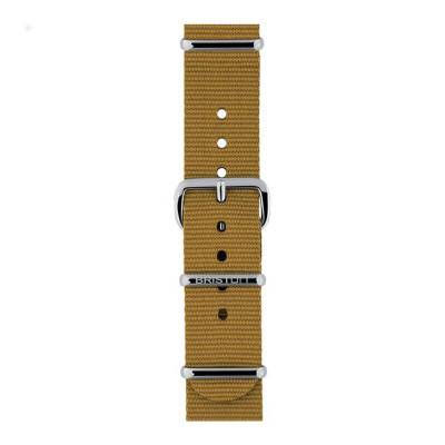 Bracelet Nato 18 mm Moutarde, Longueur 230mm, Boucle silver - Briston