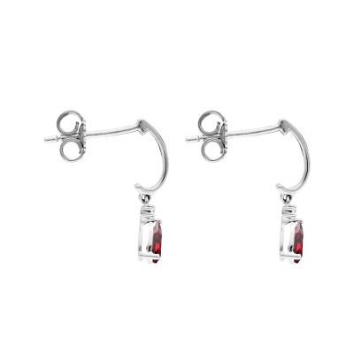 Boucles d'Oreilles Pendantes en Or Blanc 375 ou 750, Rubis & Diamants - Aurora