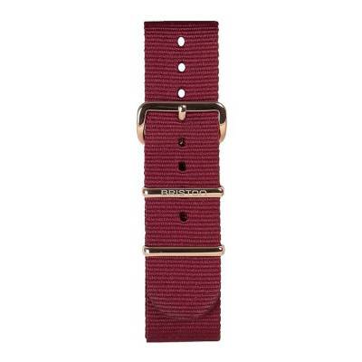 Briston Burgundy NATO Strap 20 mm, 280 mm Length, Rose Gold PVD Buckle - Briston
