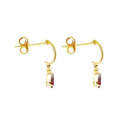 Boucles d'Oreilles Pendantes en Or Jaune 375 ou 750, Rubis & Diamants - Aurora