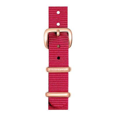 Raspberry Double-Wrap NATO Strap 12 mm, 390 mm Length, Rose Gold PVD Buckle - Briston