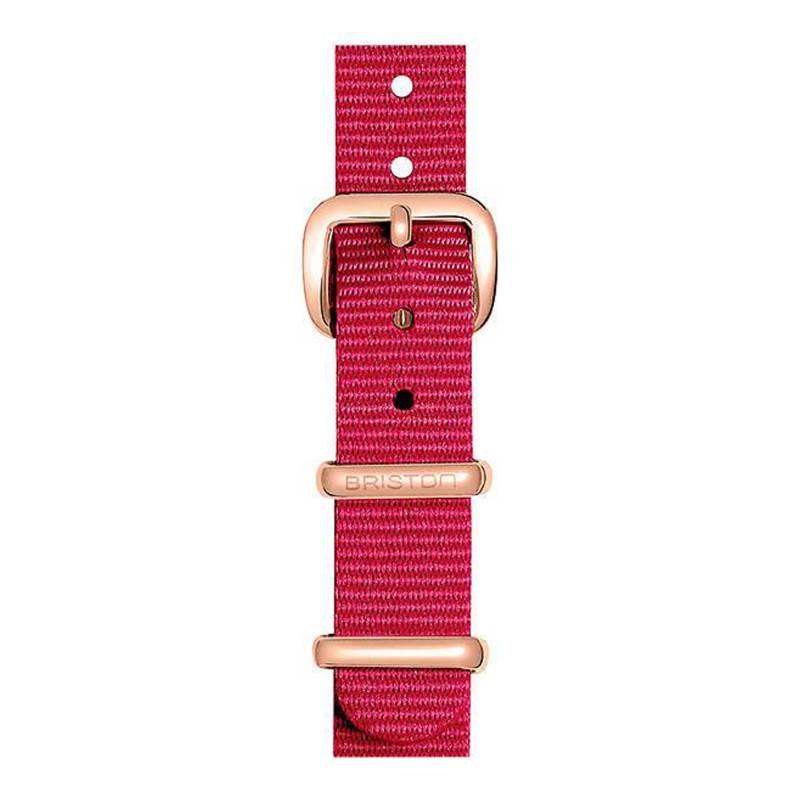 Raspberry Double-Wrap NATO Strap 12 mm, 390 mm Length, Rose Gold PVD Buckle - Briston