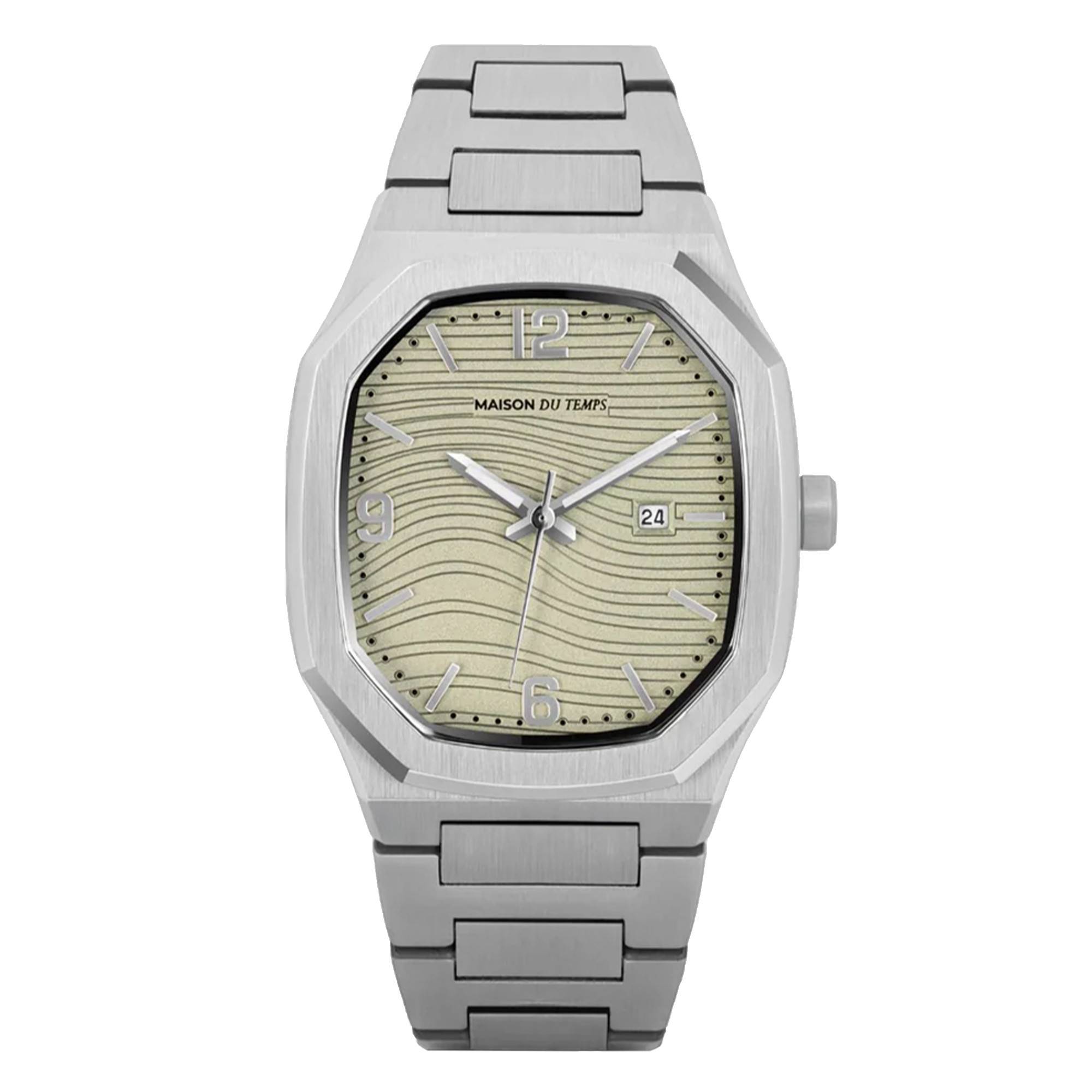 Montre MWC Automatique Homme - Boîtier Acier Gris, Cadran Noir Style Années 60, étanche 300m, Neuf