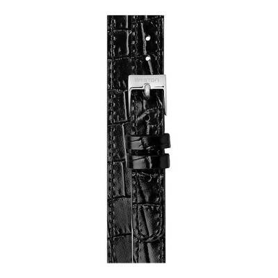 Black Leather Double-Wrap Strap 12mm, Length 350mm, Silver Buckle - Briston