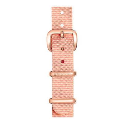 Bracelet Nato 12 mm Rose poudré, Longueur 230mm, Boucle PVD or rose - Briston