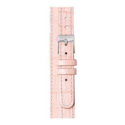 Pink Double-Wrap Leather Bracelet 12 mm, Length 350 mm, Silver-Tone Buckle - Briston