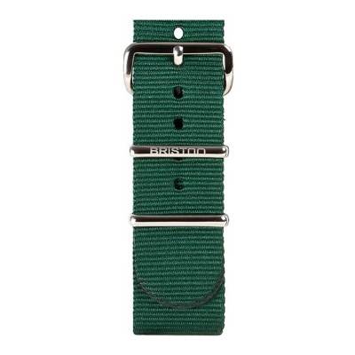 Bracelet Nato 20mm Vert Anglais, Longueur 280mm, boucle acier - Briston