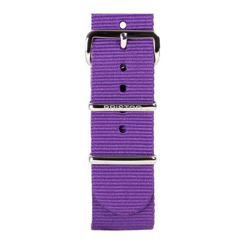 Purple NATO Strap 20mm, Length 245mm, Steel Buckle - Briston