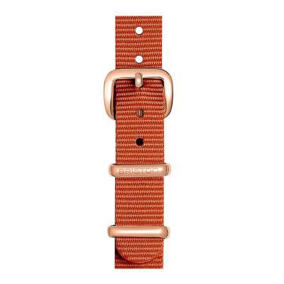 Bracelet Nato 12 mm Marron, Longueur 230mm, Boucle PVD or rose - Briston