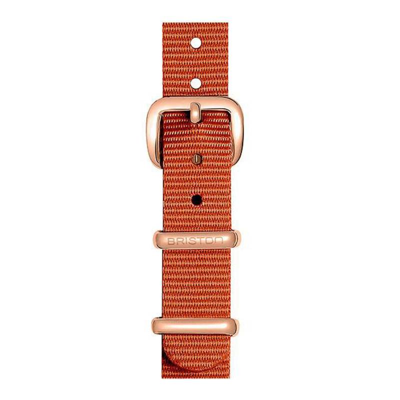 Brown NATO Strap 12 mm, Length 230mm, PVD Rose Gold Buckle - Briston