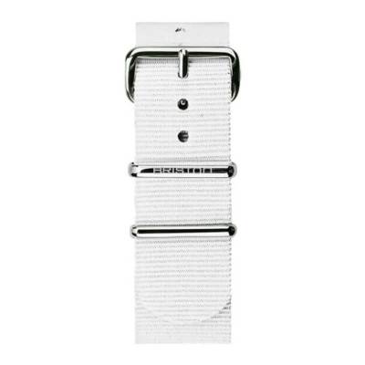 Bracelet Nato 20mm Blanc, Longueur 245mm, boucle acier - Briston