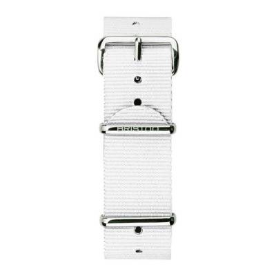 White 20mm NATO Strap, 280mm Length, Steel Buckle - Briston