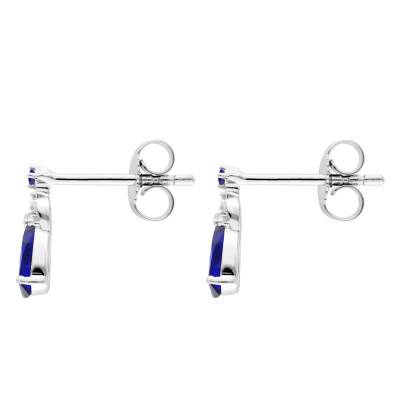 Boucles d'Oreilles Poires Saphirs, Diamants & Or Blanc 375 ou 750 - Aurora