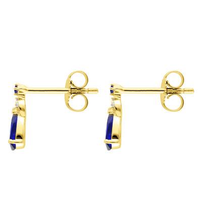 750/1000 or 375/1000 Yellow Gold Diamond and Sapphire Pear Drop Earrings - Aurora