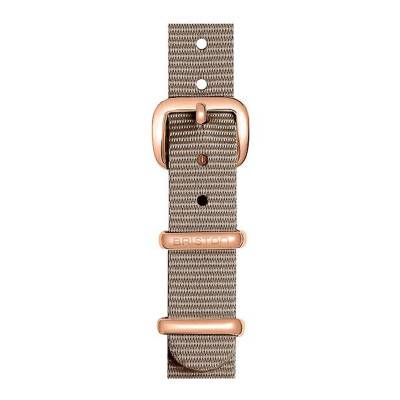 Bracelet Nato 12 mm Taupe, Longueur 230mm, Boucle PVD or rose - Briston