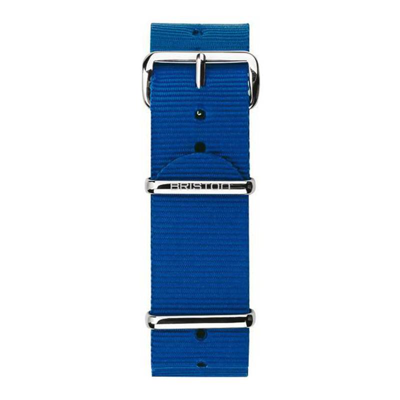 Electric Blue 20mm NATO Strap, 280mm Length, Steel Buckle - Briston