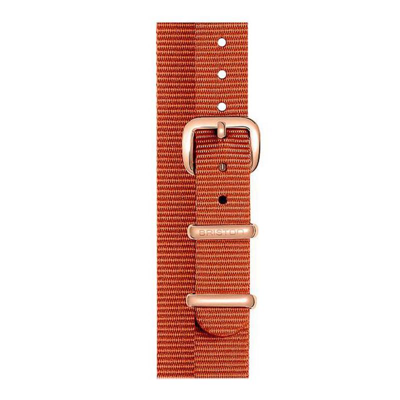 Brown NATO Double Wrap Strap 12 mm, Length 390mm, Rose Gold PVD Buckle - Briston