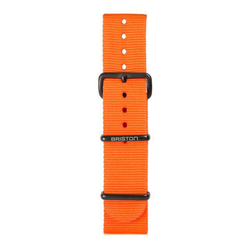 Orange 20mm NATO Strap, Length 280 mm, Black PVD Buckle - Briston
