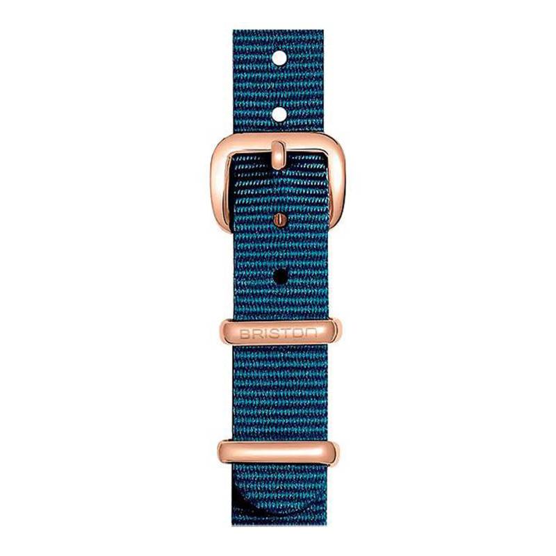 Teal NATO Strap 12 mm, 230 mm Length, Rose Gold PVD Buckle - Briston