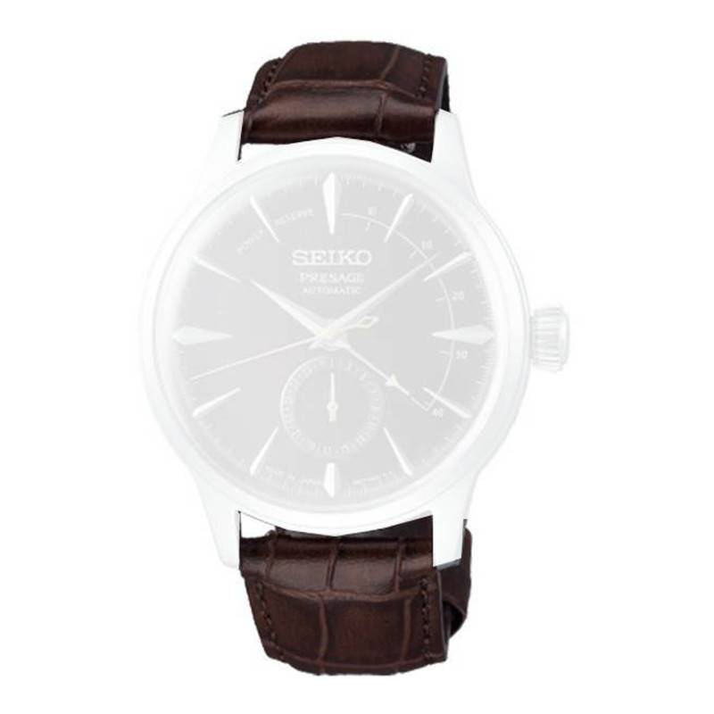 Brown Croco-Embossed Leather 20mm Watch Strap L0KE013J0 - Seiko