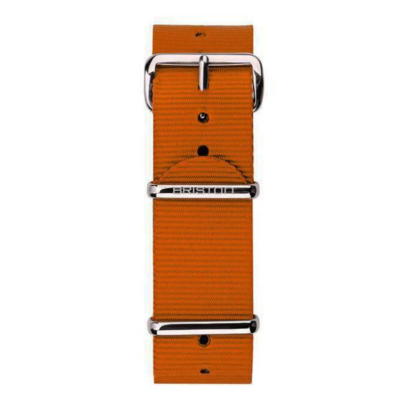 Orange Nylon NATO Strap 20mm, Length 280mm, Steel Buckle - Briston
