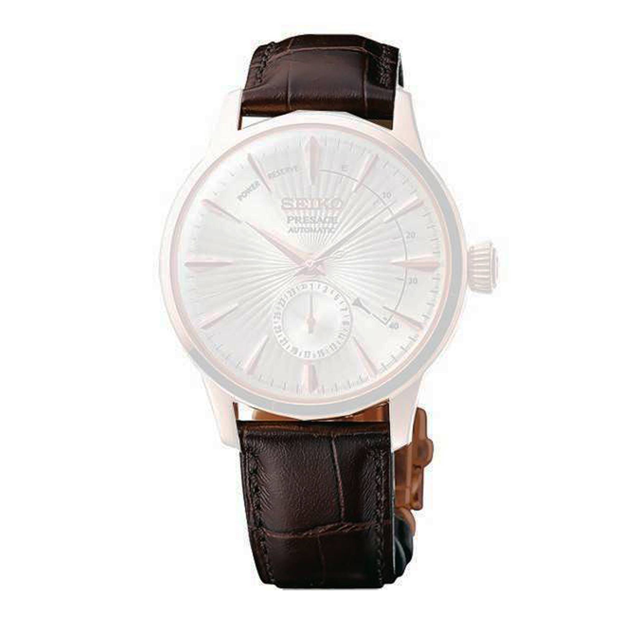 Bracelet Cuir Marron Seiko Original - Largeur 8mm, Boucle Dorée - Neuf Sans Boîte