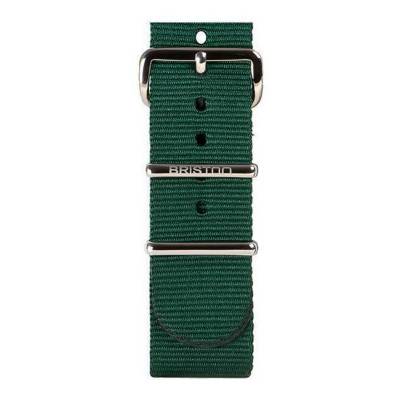 Bracelet Nato 20mm Vert Anglais, Longueur 245mm, boucle acier - Briston