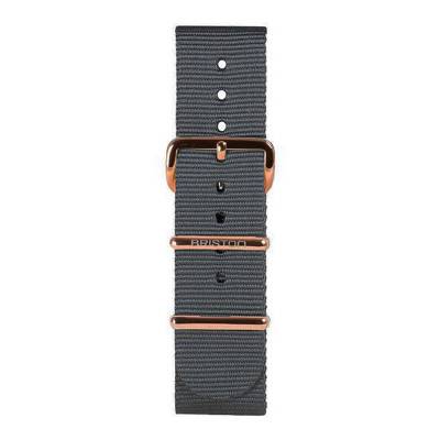 Gray 20mm NATO Watch Strap, Length 245mm, Rose Gold Buckle - Briston