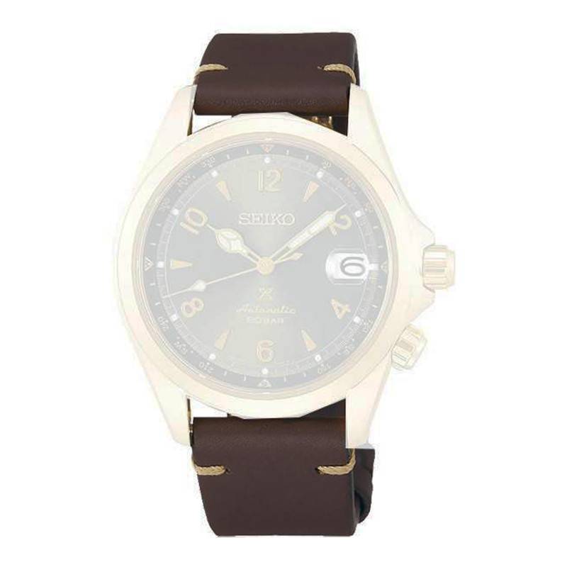 Brown Stitched Leather 20mm Watch Strap L0LN014K0 - Seiko