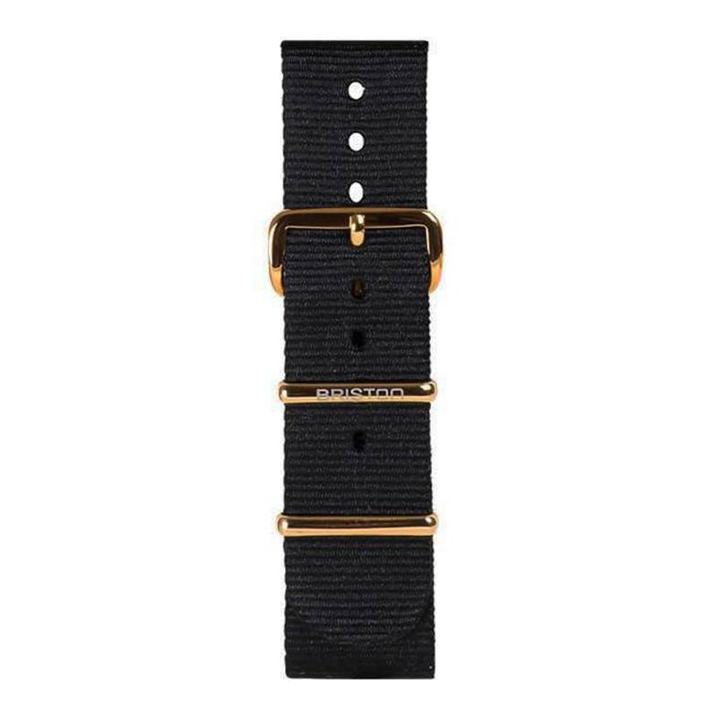 Black 20mm NATO Strap, 245mm Length, Yellow Gold PVD Buckle - Briston