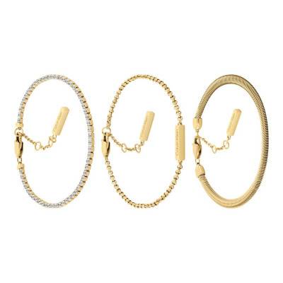 Gold-Tone Steel Timeless Bracelet Trio, 17 cm Length - Calvin Klein