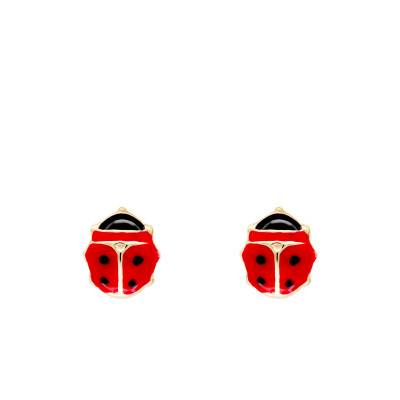 Boucles d'oreilles coccinelles en Or Jaune 750 - Bambins