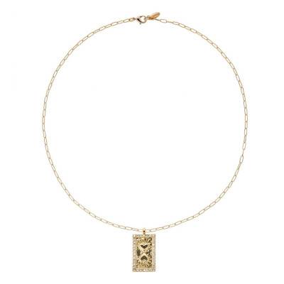 Collier Messiah Doré & Strass Blancs, Longueur 52 à 57 cm - Hipanema