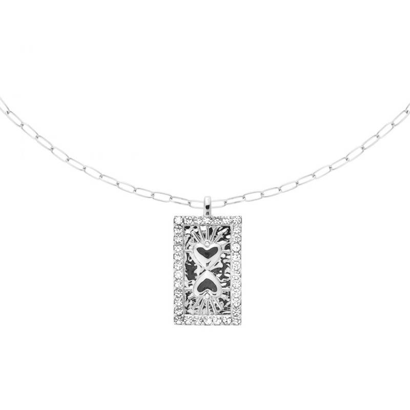Messiah Silver-Plated Necklace & White Rhinestones, Length 52 cm to 57 cm - Hipanema