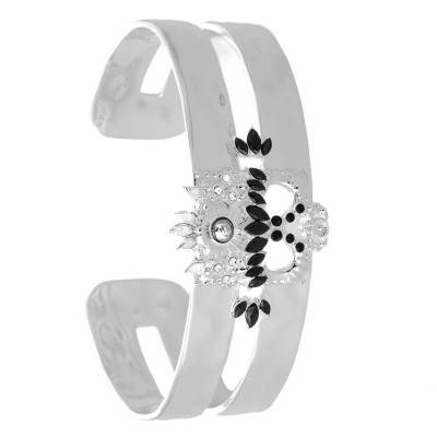 Silver Frozen Bracelet, Stones & Rhinestones, Adjustable Length - Hipanema