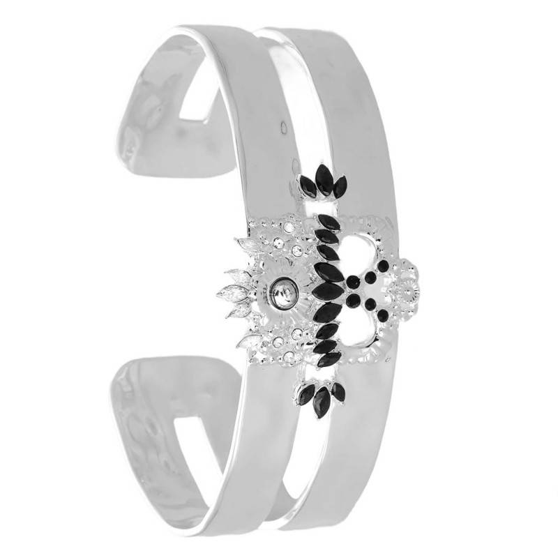 Silver Frozen Bracelet, Stones & Rhinestones, Adjustable Length - Hipanema